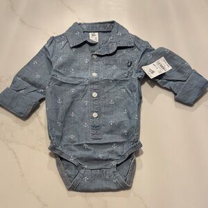NWT Blue Anchor Print Baby Bodysuit